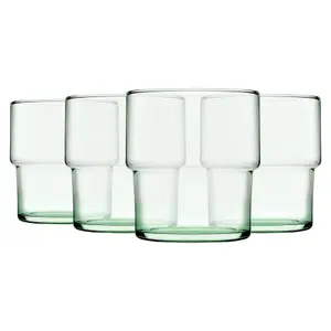 Pasabahce Aware Hill Recycled Glass Stacking Tumblers - 300ml - Green - Pack of 4