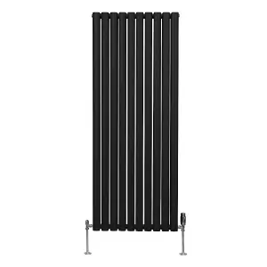 Oval Column Radiator & Valves - 1600mm x 600mm - Black