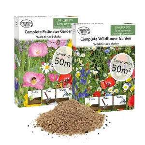 Pronto Seed Wildflower Seed Shaker Twin Pack 100m² Coverage Butterfly and Bee Attracting Wild Flower Seeds fo Planting UK