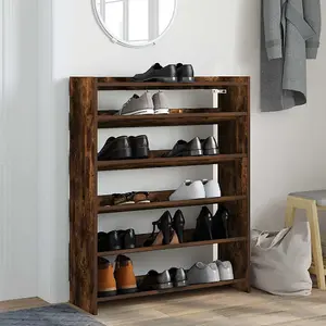 Berkfield Shoe Rack Smoked Oak 80x25x100 cm Engineered Wood