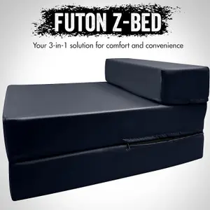 Fold Out Single Z Bed Futon Sofa Chair Mattress - Navy