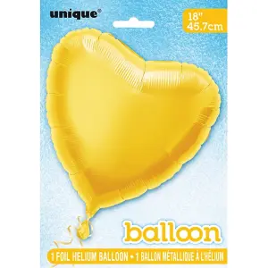 Unique Party Heart Foil Balloon (Pack Of 5) Gold (18in)