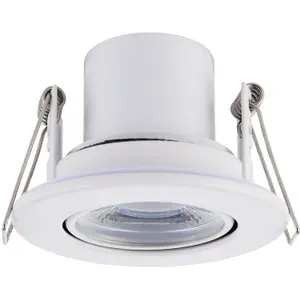 Recessed Tiltable Ceiling Downlight - Dimmable 8.5W Warm White LED - Matt White