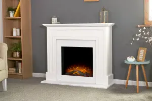 Adam Sandwell Electric Fireplace Suite in Pure White, 44 Inch