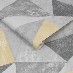 Fresco Shard Grey Geometric Wallpaper