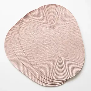 Wipe Clean Woven Oval Placemats Blush Set of 4 29cm x 44cm