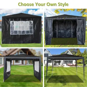 BIRCHTREE 3X3M Outdoor PE Gazebo Patio Shade Canopy Waterproof 4 Pieces Sidewalls Grey