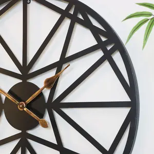 Melody Maison Large Black Geometric wall clock 80cm x 80cm