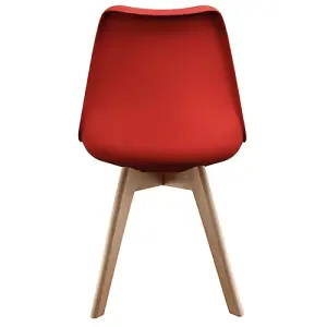 Soho Red Plastic Dining Chair with Squared Light Wood Legs