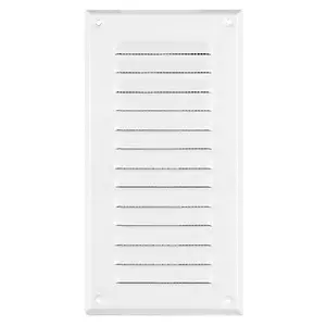 White Metal Air Vent Grille with Fly Screen Flat Ducting Ventilation Cover (125 x 295 mm)