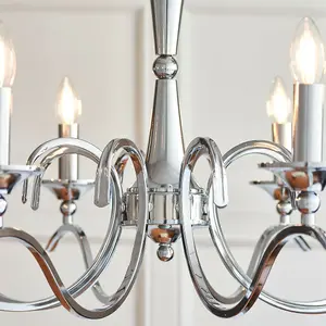 Hanging Flush Ceiling Pendant 8 Light CHROME Chandelier Classic Lamp Bulb Holder