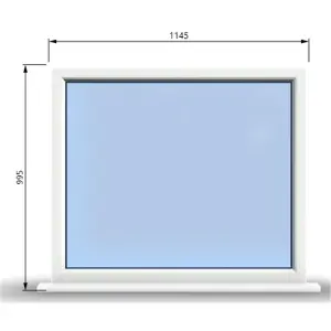 1145mm (W) x 995mm (H) PVCu StormProof Window - 1 Non Opening Window - Toughened Safety Glass - White