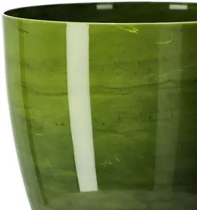 Flower Pots 6 Colours 4 sizes Marble Plastic Plant Pots Planter Deco Round Deco  Green 16cm