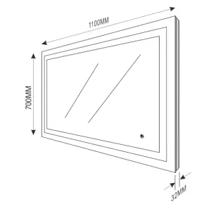 Luca LED Illuminated Backlit Bathroom Mirror with White and Blue Light (H)700mm (W)1100mm