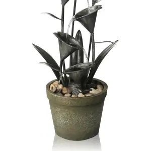 Primrose Howden Flower Solar Powered Cascading Metal Water Feature H66cm