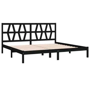 Berkfield Bed Frame Black Solid Wood Pine 200x200 cm