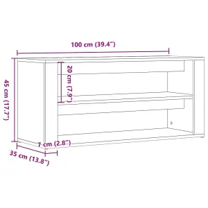 Berkfield Shoe Bench Old Wood 100x35x45 cm Engineered Wood