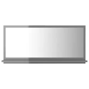 Berkfield Bathroom Mirror High Gloss Grey 80x10.5x37 cm Engineered Wood