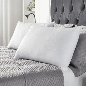 Waffle Embossed 2 Pillows Hotel Quality Filled Plump Bounce Back Microfibre