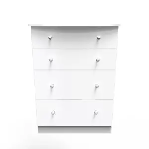 Broadway 4 Drawer Deep Chest with LED lights in White Gloss (Ready Assembled)