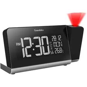 Digital Electric Alarm Tabletop Clock in Black/Silver