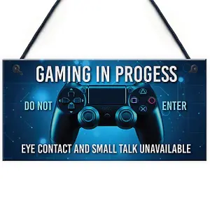 Red Ocean Funny Gamer Gift - Gaming In Progress Games Room Sign - Gaming Sign For Boys Bedroom Man Cave