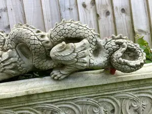 Chinese Dragon Stone Statue Outdoor Garden Ornament British Made Oriental Sculpture