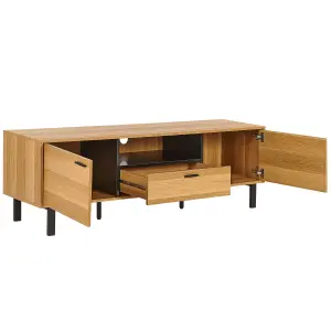 Beliani Traditional TV Stand Light Wood CLAREMONT