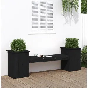 Berkfield Planter Bench Black 184.5x39.5x56.5 cm Solid Wood Pine