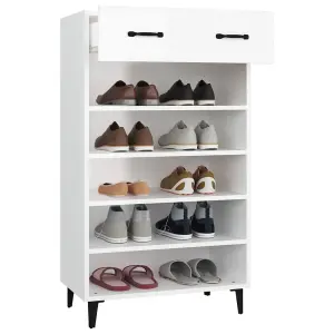 Berkfield Shoe Cabinet High Gloss White 60x35x105 cm Engineered Wood