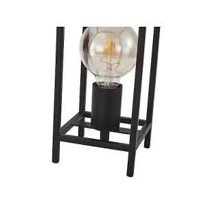 Vintage and Industrial Style Matte Black Table Lamp with Rectangular Cage Design