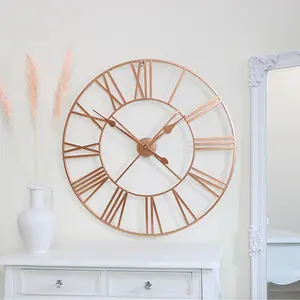 Melody Maison Large Rose Gold Copper Metal Skeleton Clock 80cm x 80cm