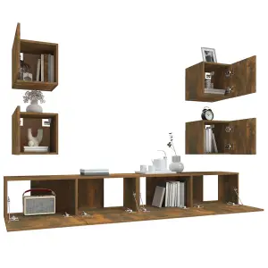 Berkfield 6 Piece TV Cabinet Set Smoked Oak Engineered Wood