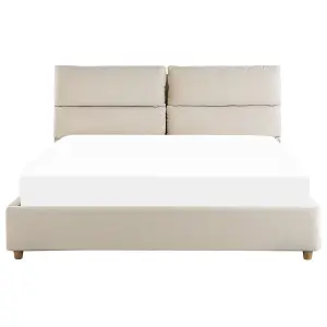 Velvet EU King Size Ottoman Bed Light Beige BATILLY