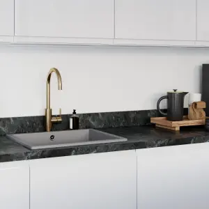 GoodHome Kala Matt Dark grey Marble effect Laminate Kitchen Upstand (L)3000mm