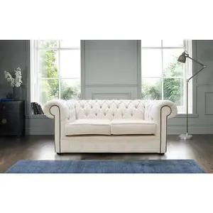 Chesterfield Handmade 2 Seater Sofa Settee Pimlico Cream Fabric In Classic Style