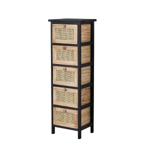 Home Source Mosina 5 Drawer Rattan Storage Chest