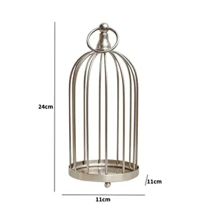 Melody Maison Silver Metal Birdcage Candle Holder - 24cm