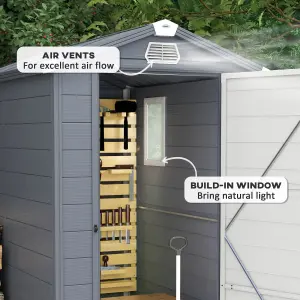 Outsunny 4 x 6ft Garden Shed Storage with Foundation Kit and Vents, Grey