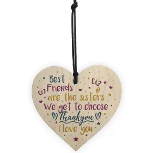 Red Ocean Best Friend Sister Friendship Gifts Handmade Wooden Hanging Heart Sign Birthday Christmas Gift Chic Plaque