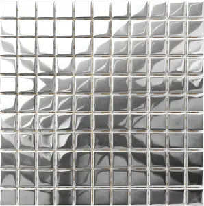 Glass mosaic on mesh for bathroom or kitchen 300mm x 300mm - Pure Silver