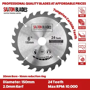 Saxton TCT15024T TCT Circular Blade 150mm x 24T