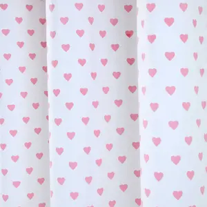 Homescapes Pink Love Hearts Ready Made Eyelet Curtain Pair, 137 x 228 cm Drop