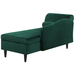 Left Hand Velvet Chaise Lounge Emerald Green LUIRO