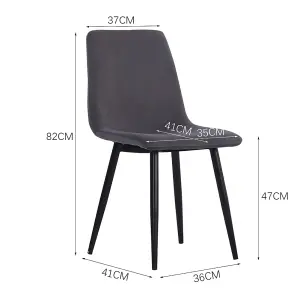 4Pcs Velvet Accent Chair Dining Chair with Metal Legs Dark Grey