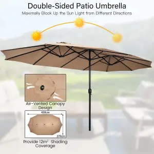 Costway 4.5M Double-Sided Patio Umbrella Extra-Large Market Umbrella w/ Base