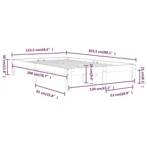 Berkfield Bed Frame White Solid Wood Pine 120x200 cm