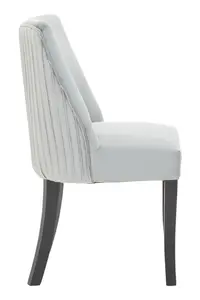 Premier Housewares Grey Velvet Dining Chair with Black Legs