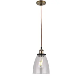 Calista 1 - Light Single Pendant Antique Brass / Clear