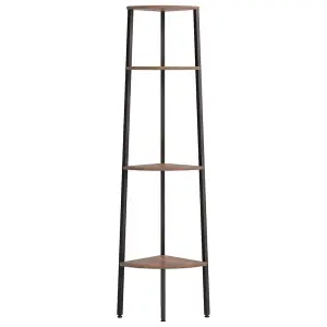 Berkfield 4-Tier Corner Shelf Dark Brown and Black 45.5x31.5x150 cm